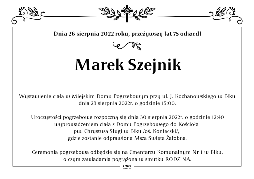 Marek Szejnik - nekrolog